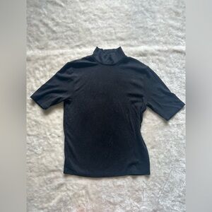 Marine Layer Black Short Sleeve Mock Neck Tee